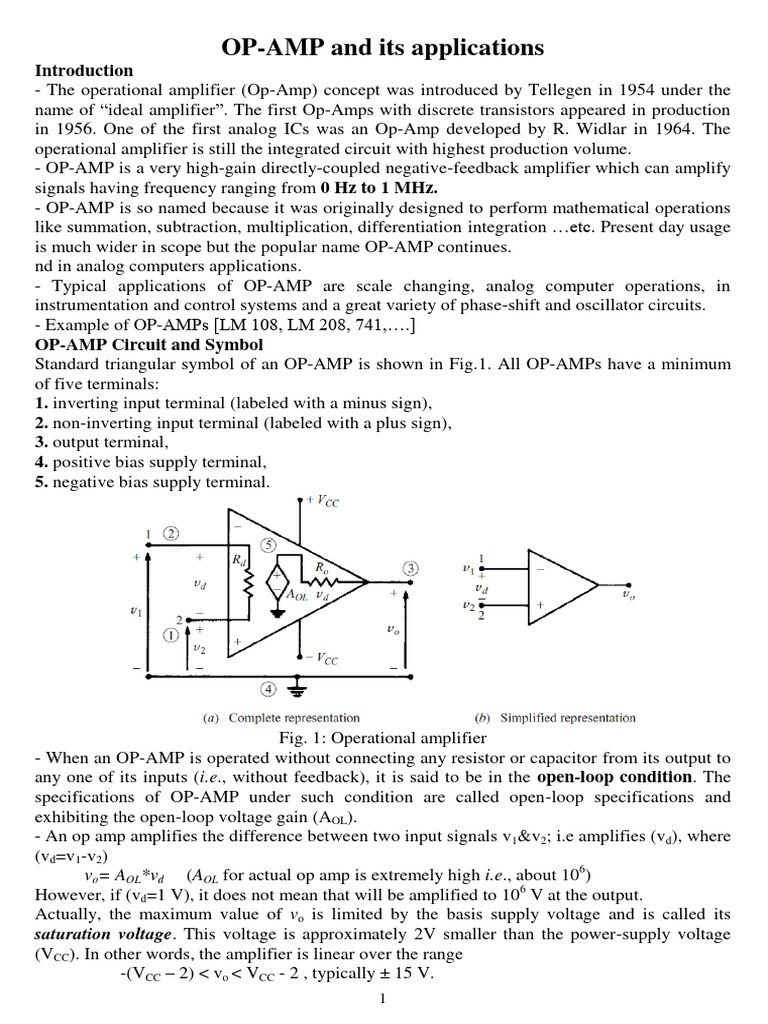 OP-AMP Basics and Applications Guide | PDF | Operational Amplifier ...