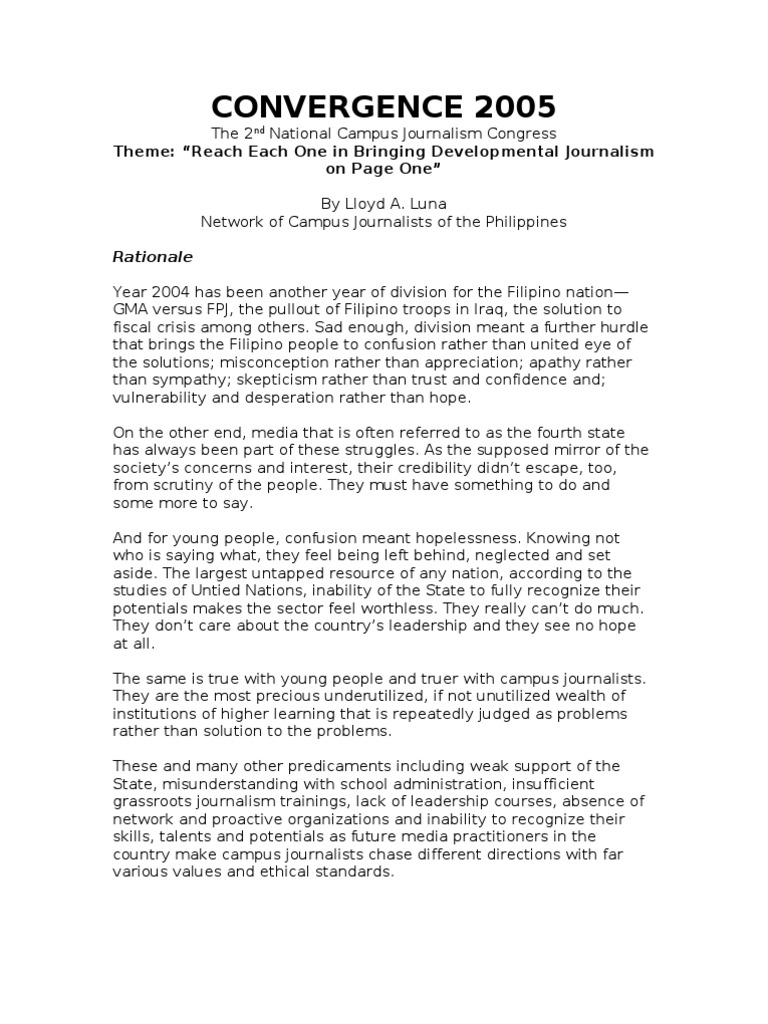 National Campus Journalism Congress 2005 | PDF | Journalism | News