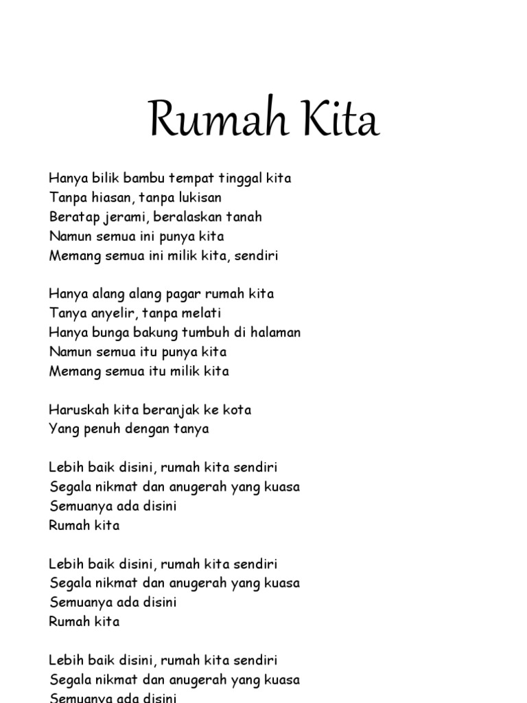 Lirik Lagu Rumah Ke Rumah Terbaru dan Populer 2024