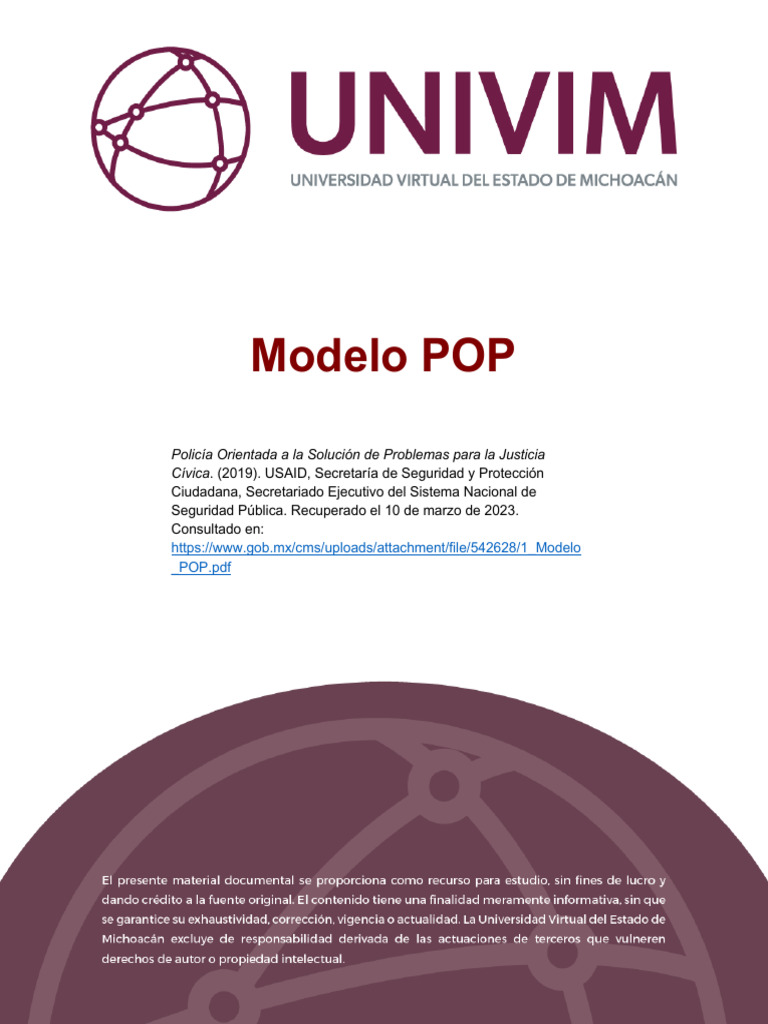 Modelo Pop Para Justicia Cívica Pdf Policía Mediación 