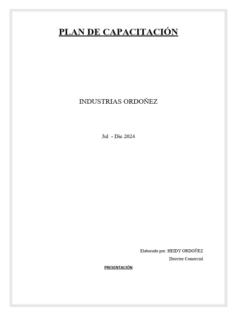 Ejemplo 1 Plan de Capactiacion | PDF | Gestión de recursos humanos ...