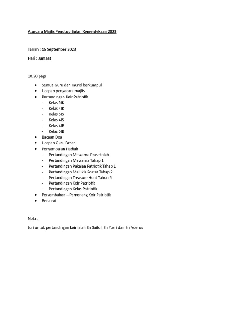 Majlis Penutup Bulan Kemerdekaan 2023 | PDF | Seni