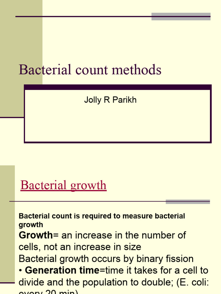 Bacterial Count Methods | PDF | Bacteria | Colony Forming Unit