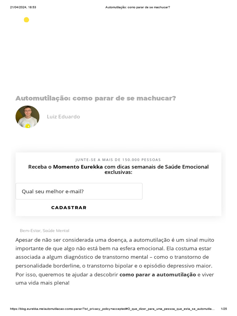 Como Parar a Automutilação Eficazmente | PDF | Dor | Emoções