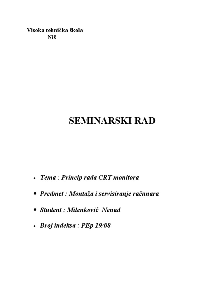 Princip Rada CRT Monitora | PDF