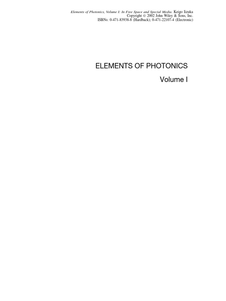 Keigo Iizuka Elements of Photonics Vol 1 PDF Polarization (Waves