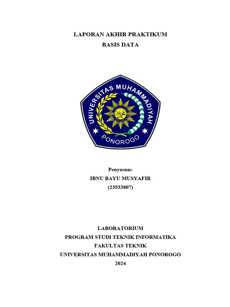 Laporan Praktikum Basis Data 2024 | PDF | Teknologi & Rekayasa