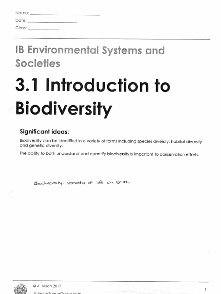 3.1 Introduction To Biodiversity | PDF