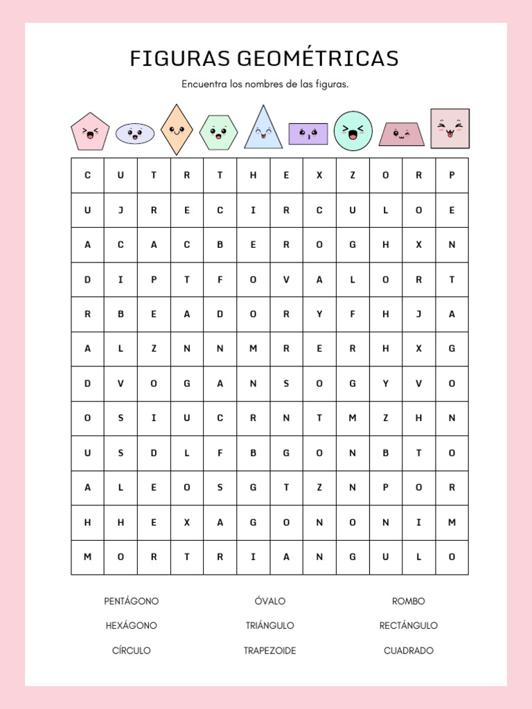 Sopa de Letras de Figuras Geométricas | PDF | Matemática Elemental ...
