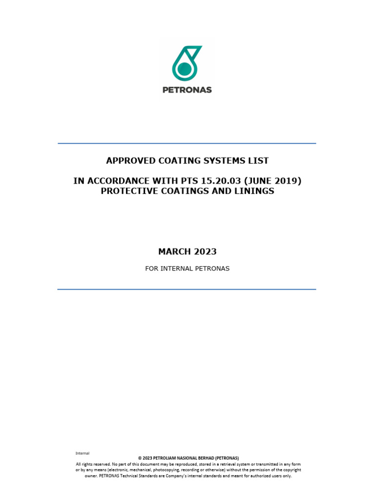 2023-03-09 PTS 15.20.03 Approved Coating Systems List (Final) - R | PDF ...