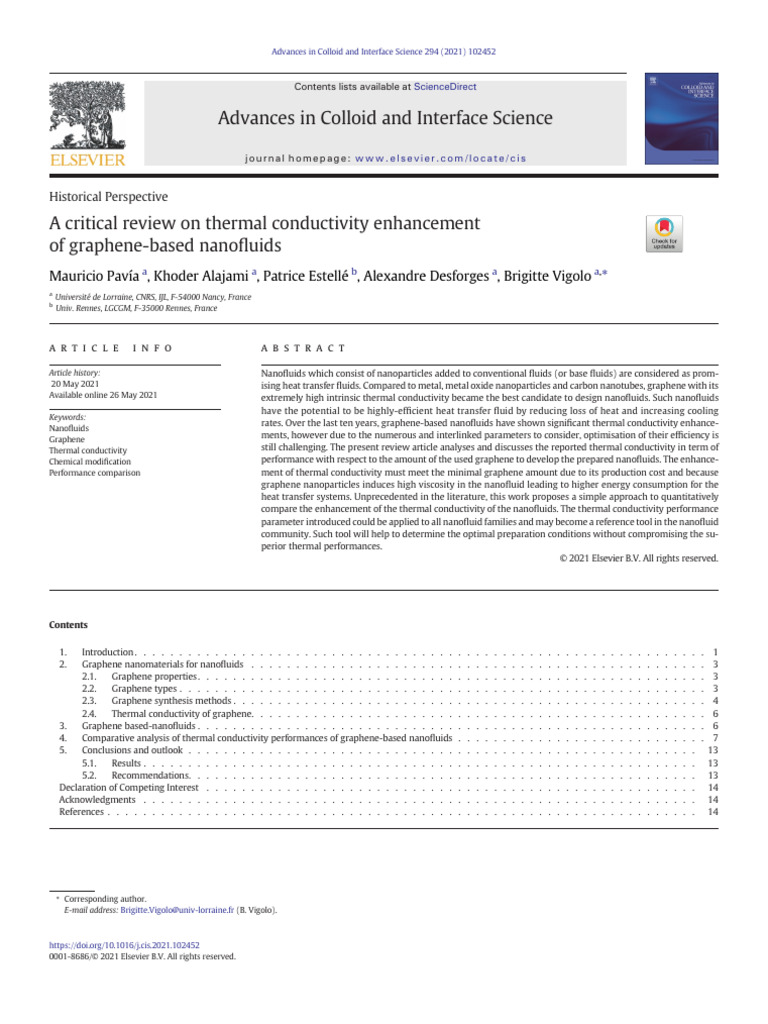 A Critical Review On Thermal Conductivity Enhancement | PDF | Graphene ...