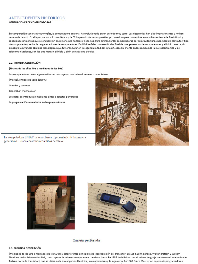 Evolución de las Computadoras en 6 Generaciones | PDF | Microprocesador ...
