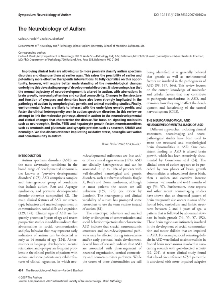 Neurobiology in The Autism | PDF | Cerebral Cortex | Autism Spectrum