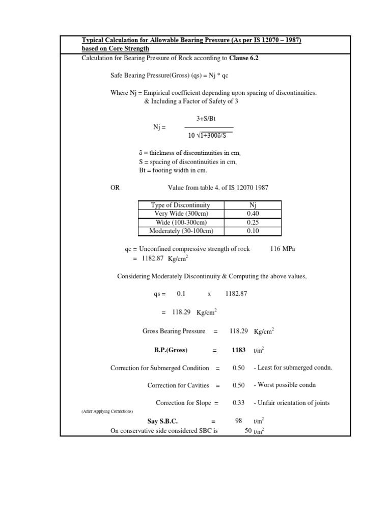 Annexure-5 Calcultion For Allowable Bearing Pressure | PDF | Science ...