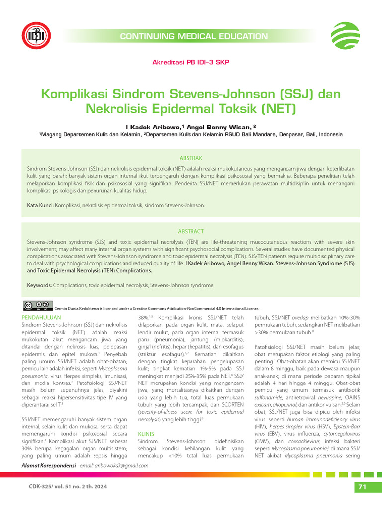 CME Komplikasi+Sindrom+Stevens Johnson+ (SSJ) +Dan+Nekrolisis+Epidermal ...