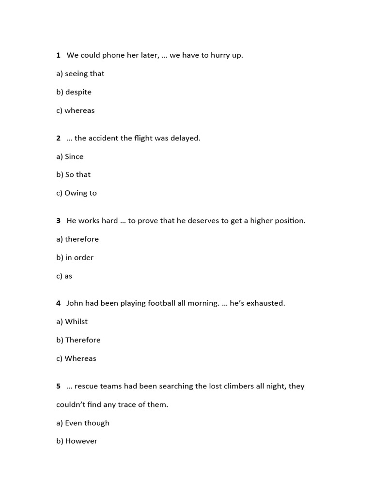 English Conjunction Exercises | PDF