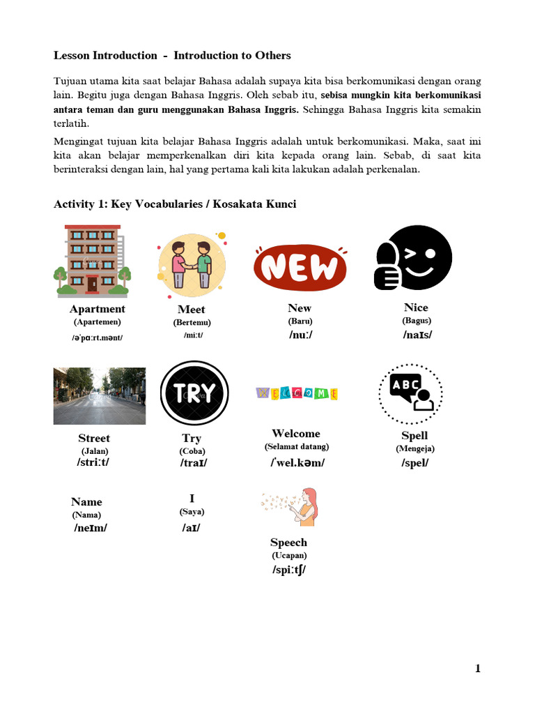 Pengantar Pertemuan dalam Bahasa Inggris | PDF