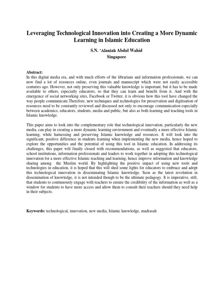 Leveraging technological innovation into pdf muhammad new media