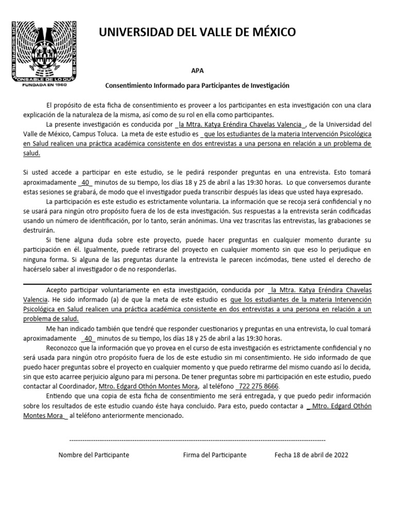 Consentimiento Informado Investigación Salud | PDF