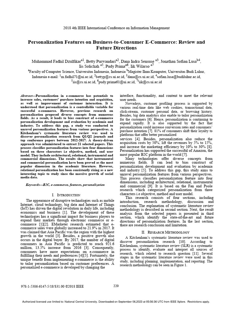 E-Commerce Personalization Features Review | PDF | Human–Computer ...