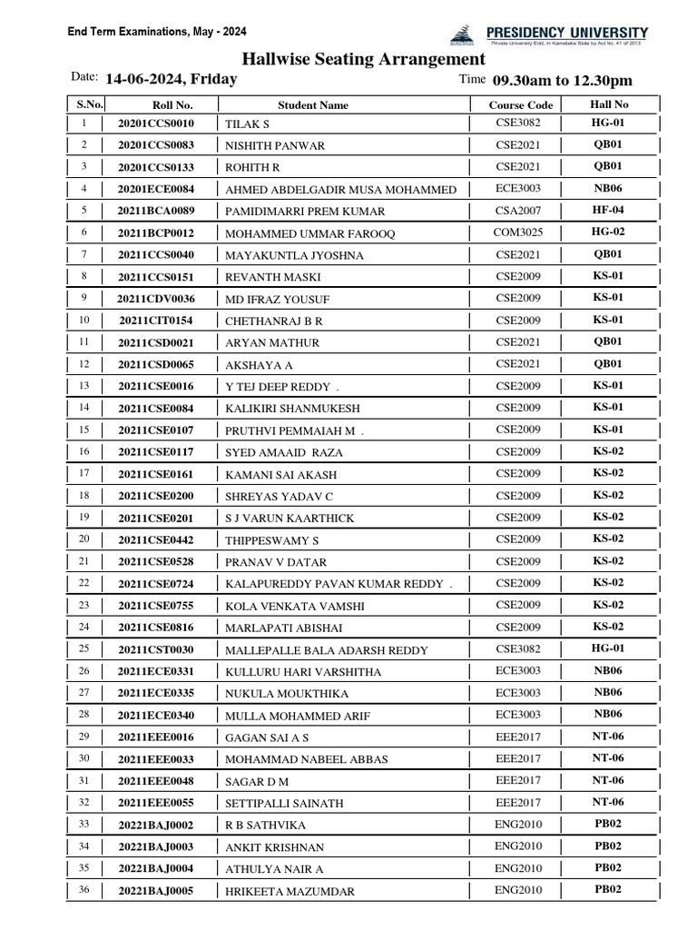 End Term Exam Schedule - June 2024 | PDF