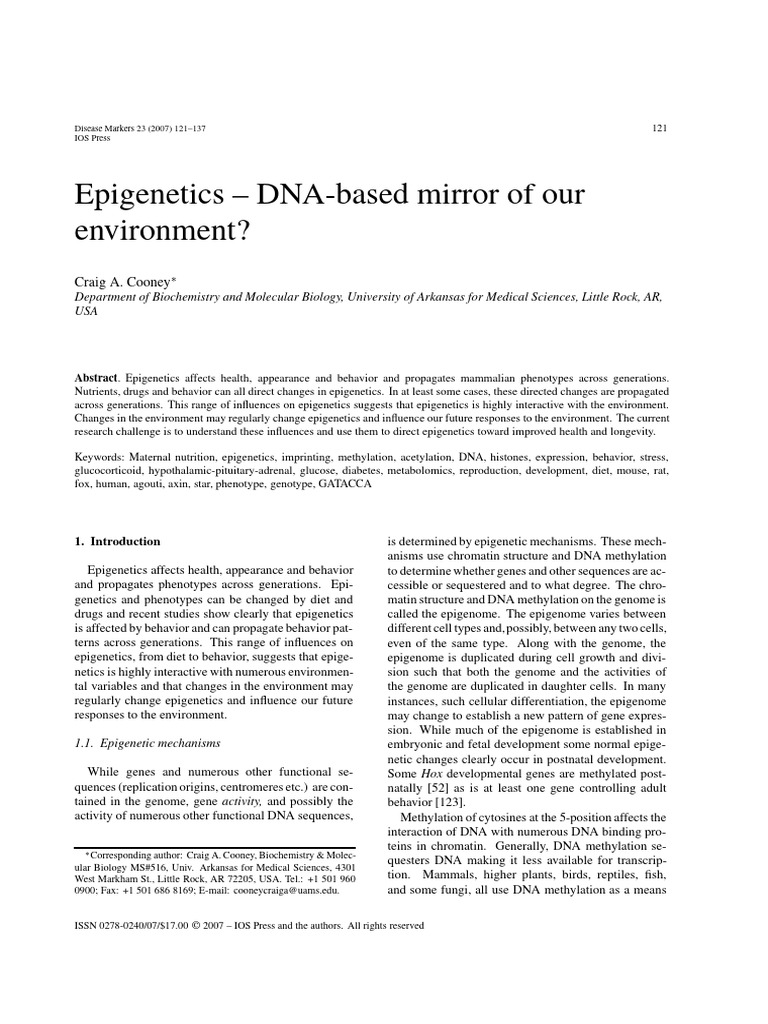 Epigenetics: Environmental Impact on Health | PDF | Epigenetics | Dna ...