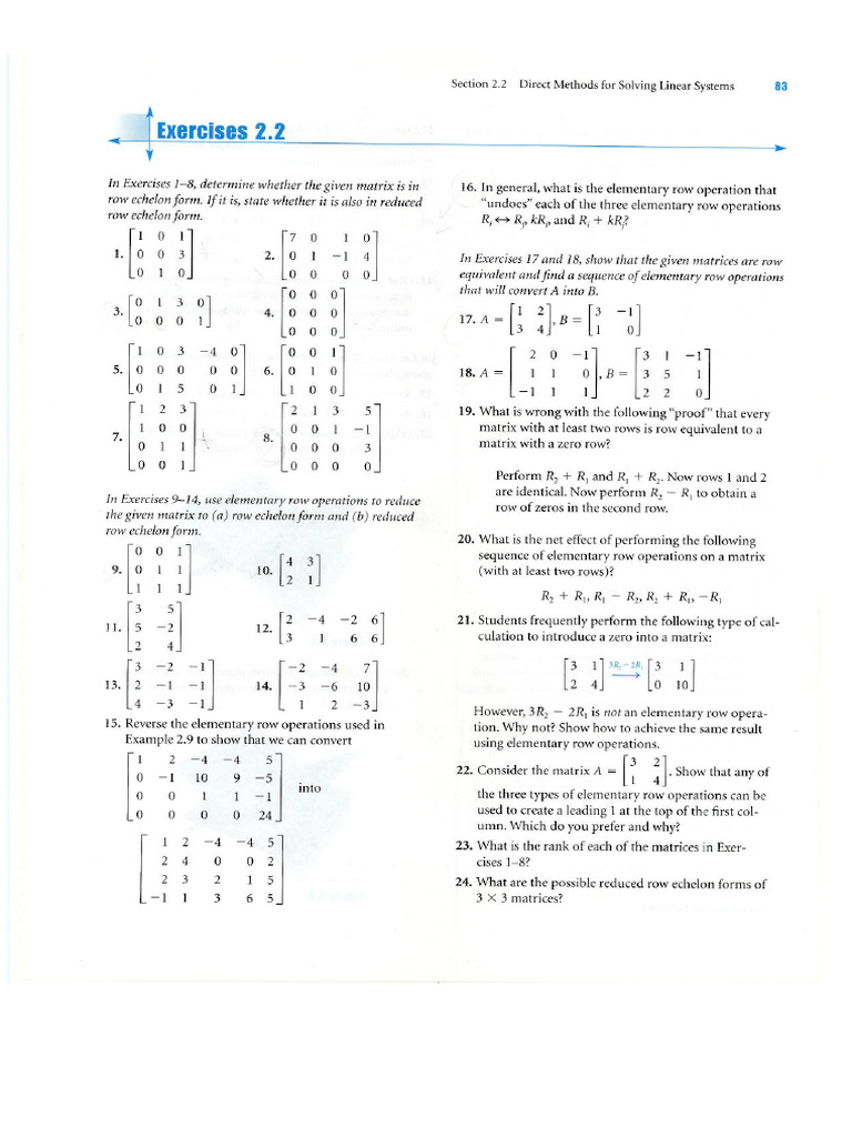 Tutorial Problems Solving Linear Systems | PDF