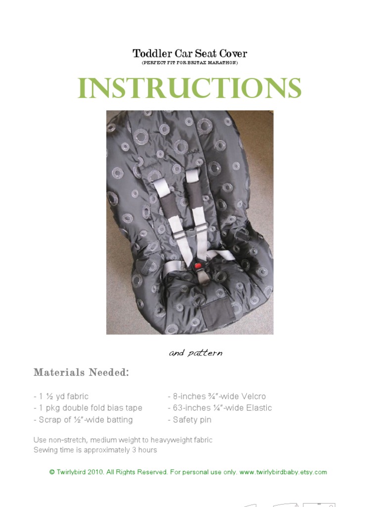 Toddler Car Seat Cover Pattern PDF PDF Seam (Sewing) Sewing