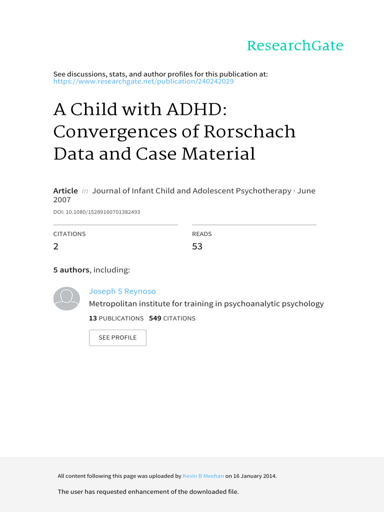 ADHD in Children: Rorschach Insights | PDF | Attention Deficit ...