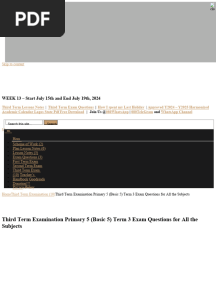 Third Term Examination Primary 5 (Basic 5) Term 3 Exam Questions For All The Subjects - ClassRoomNotes