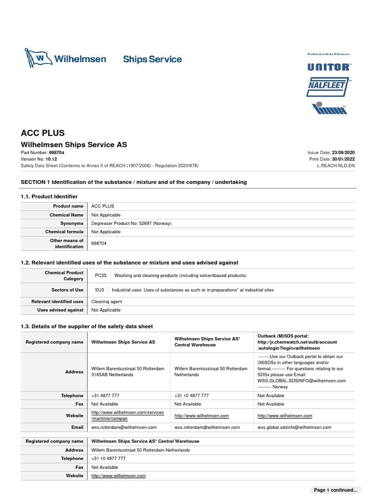 ACC Plus Safety Data Sheet | PDF | Dermatitis | Lung
