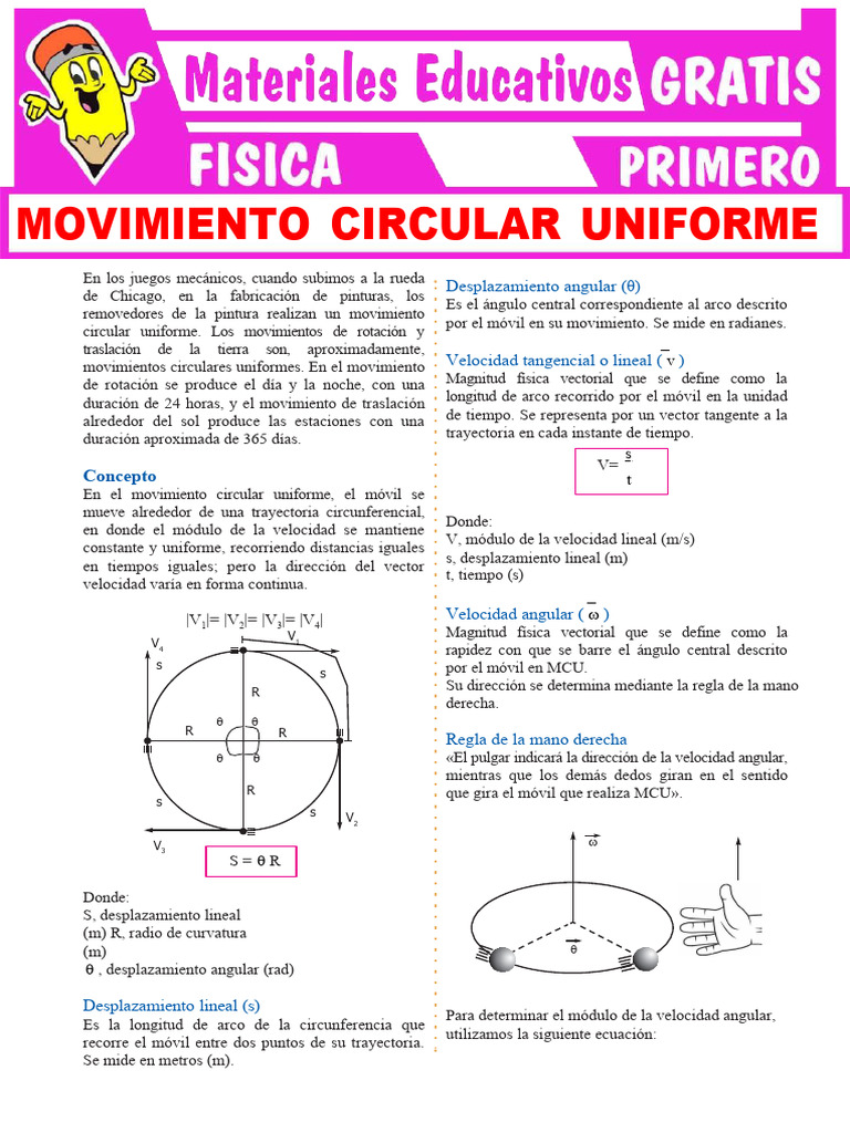 Movimiento Circular Uniforme Explicado | PDF | Velocidad | Vector ...