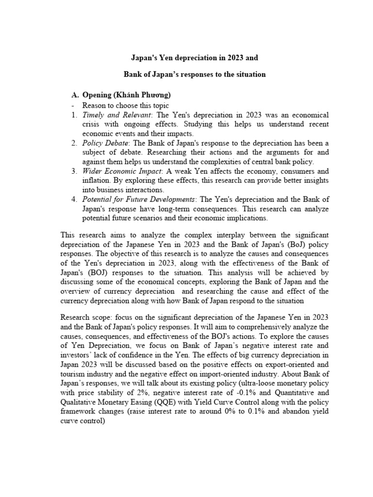 Japan's Yen Depreciation and BoJ Response | PDF | Bank Of Japan ...
