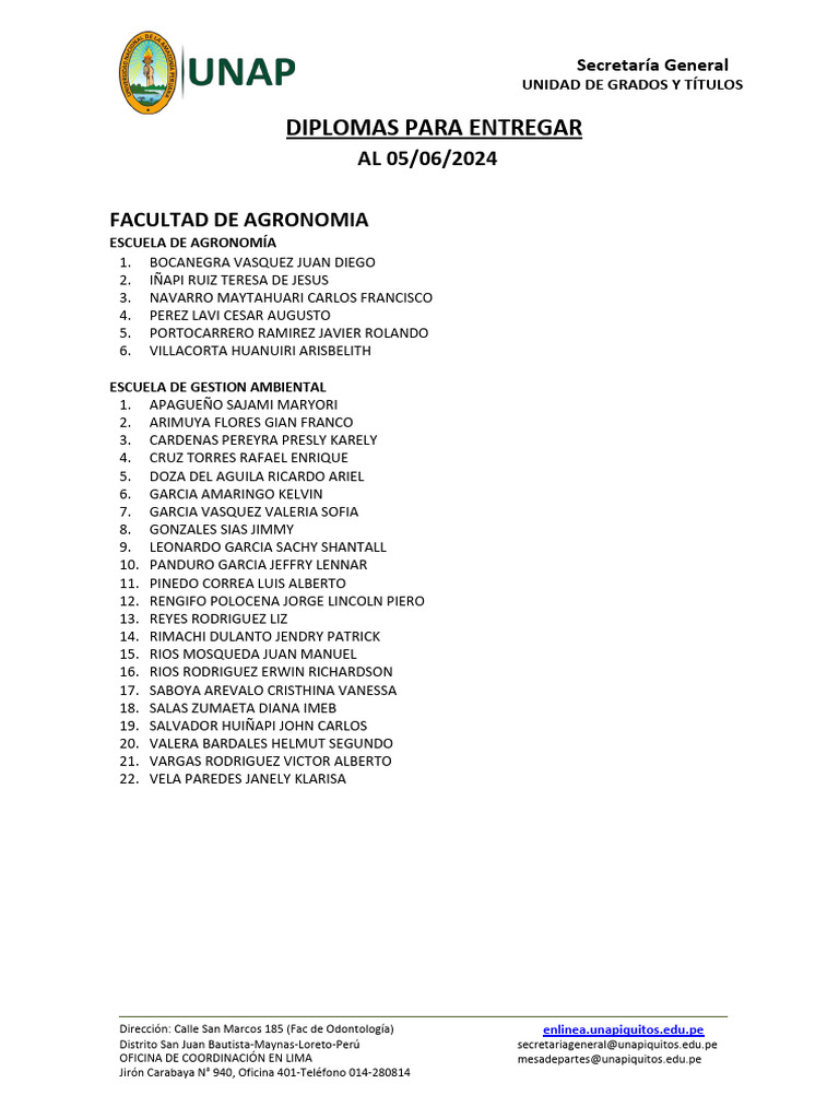 5 6 2024 Diplomas Por Entregar | PDF | Cueva