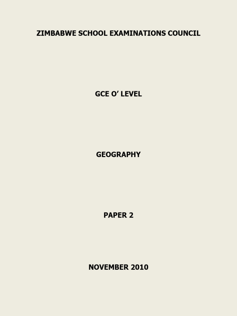 ZIMSEC O' Level Geography Paper 2 2010 | PDF | Agriculture | Volcano