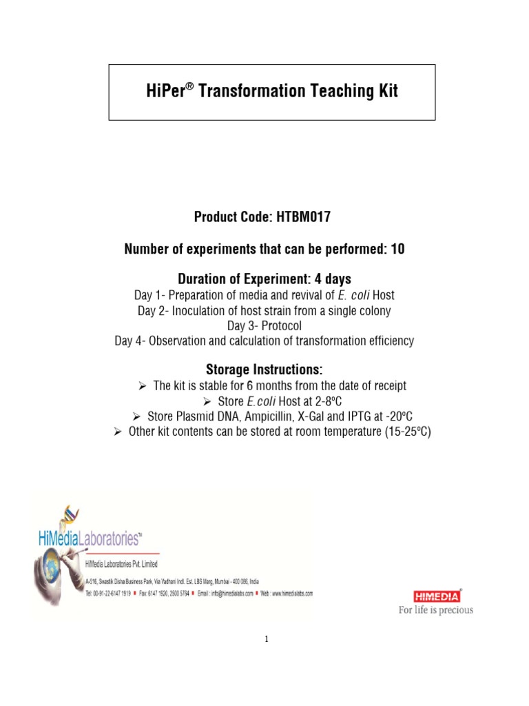 Practical 5 Transformation in Bacteria | PDF | Transformation (Genetics ...