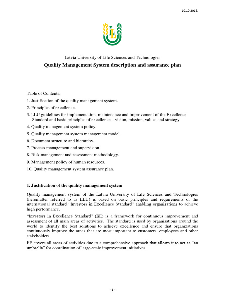 LLU Quality Management System Overview | PDF | Risk Management ...