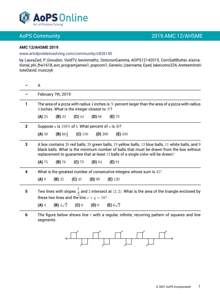 2019 AMC 12 Problem 21 Analysis | PDF | Triangle | Square Root