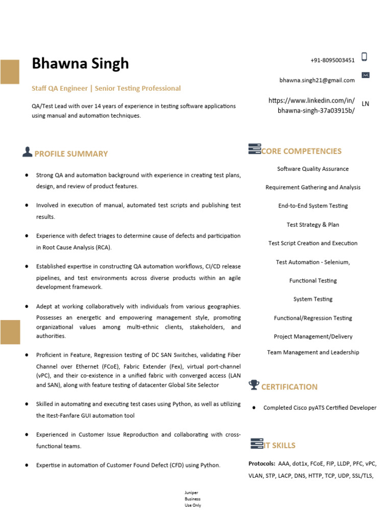Senior QA Engineer Profile Summary | PDF | Data Transmission ...