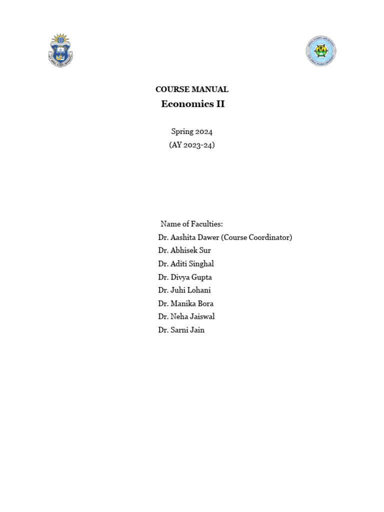 Economics II Course Manual 2024 | PDF | Macroeconomics | Aggregate Demand