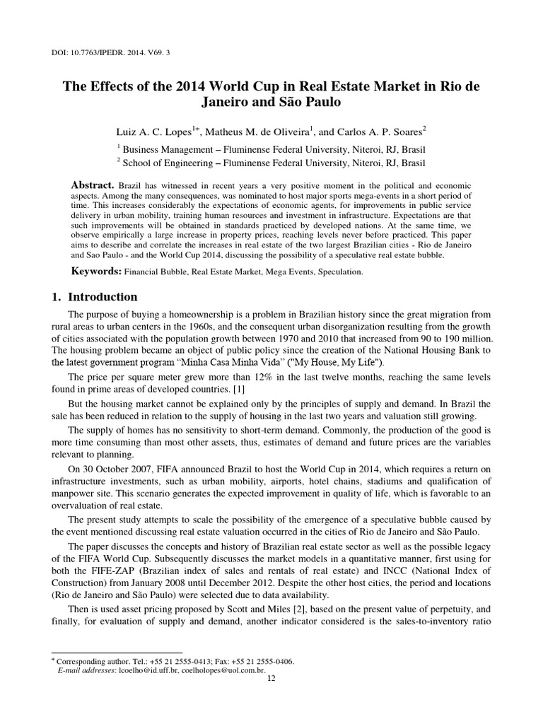World Cup's Impact on Brazil's Real Estate | PDF | Mortgages | Economic ...