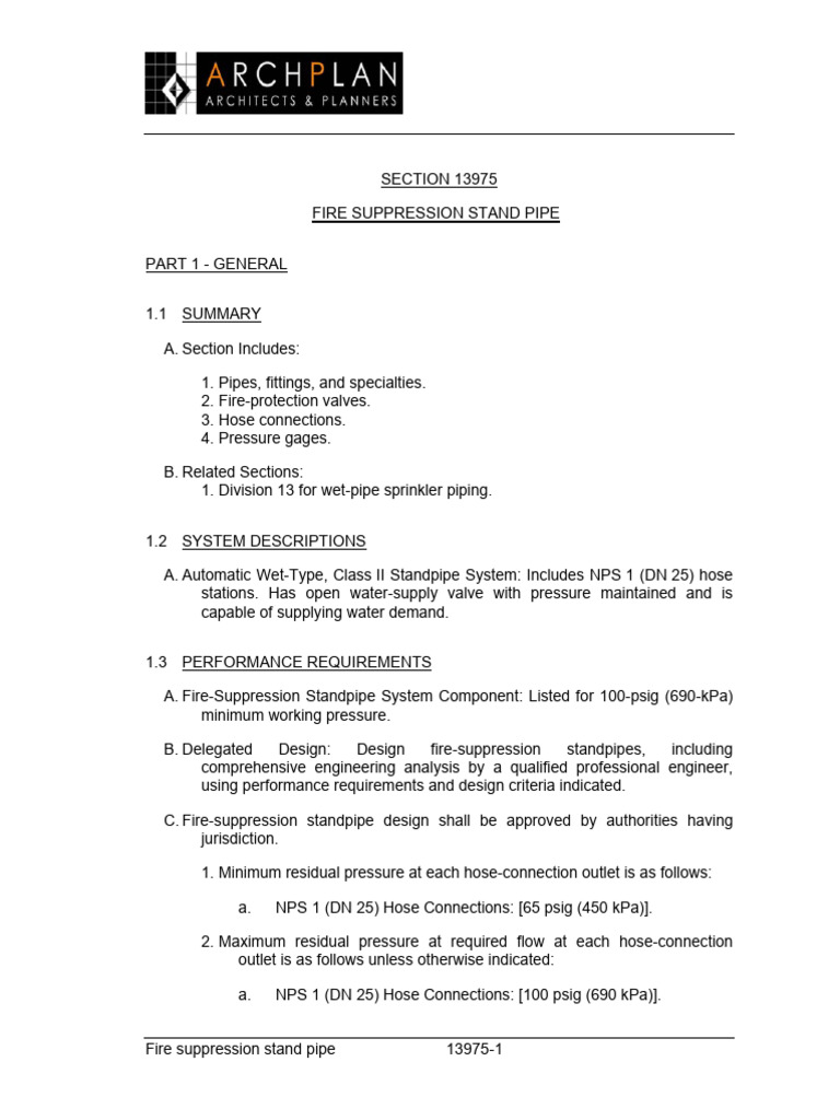 Fire Suppression Standpipe System Guide | PDF | Pipe (Fluid Conveyance ...