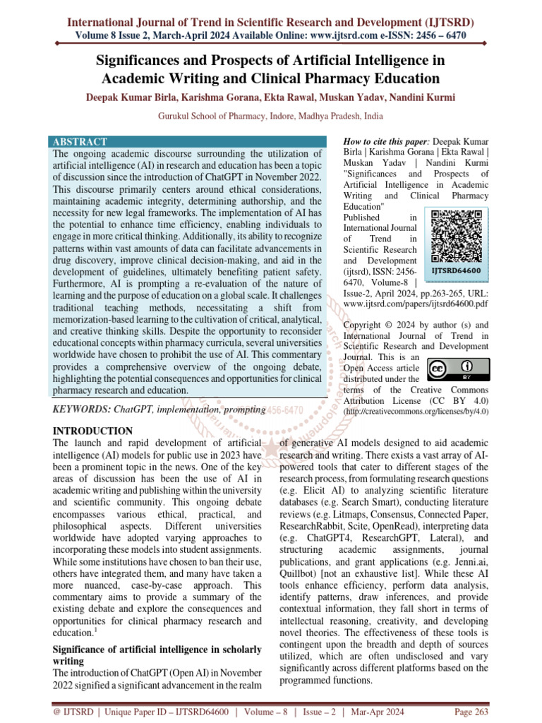 AI's Role in Pharmacy Education | PDF | Artificial Intelligence ...