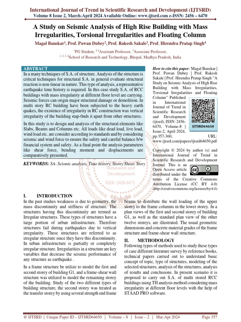 A Study On Seismic Analysis of High Rise Building With Mass ...