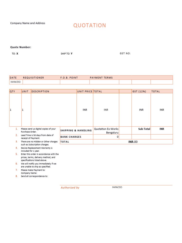 Detailed Quotation with Payment Terms | PDF | Finance & Money Management