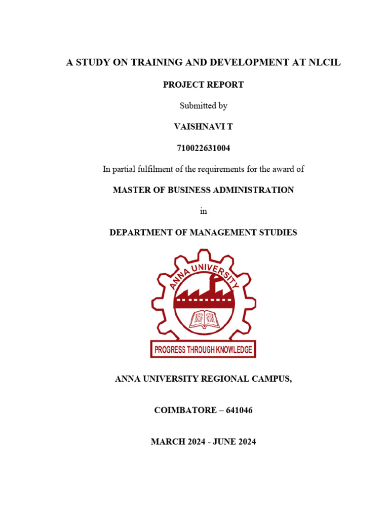 NLCIL Training and Development Study | PDF | Analysis Of Variance ...