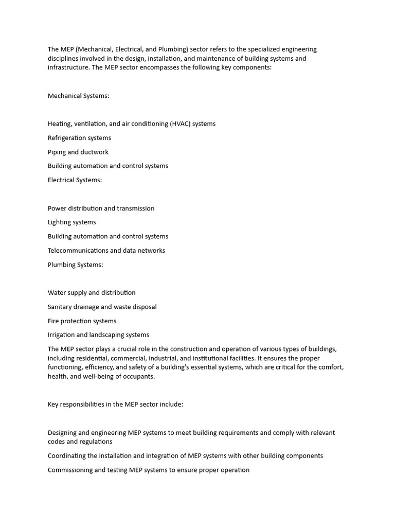 Overview of MEP Engineering Systems | PDF