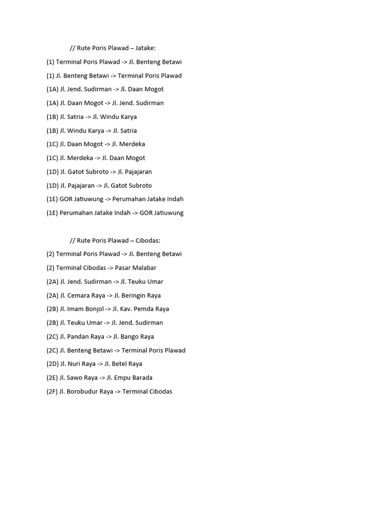 Rute Trans Tangerang | PDF