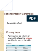 Relational Integrity Constraints: Benedict Lim (Satu)