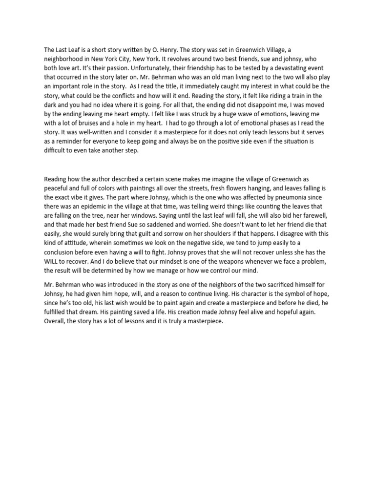 Hope and Sacrifice in The Last Leaf | PDF